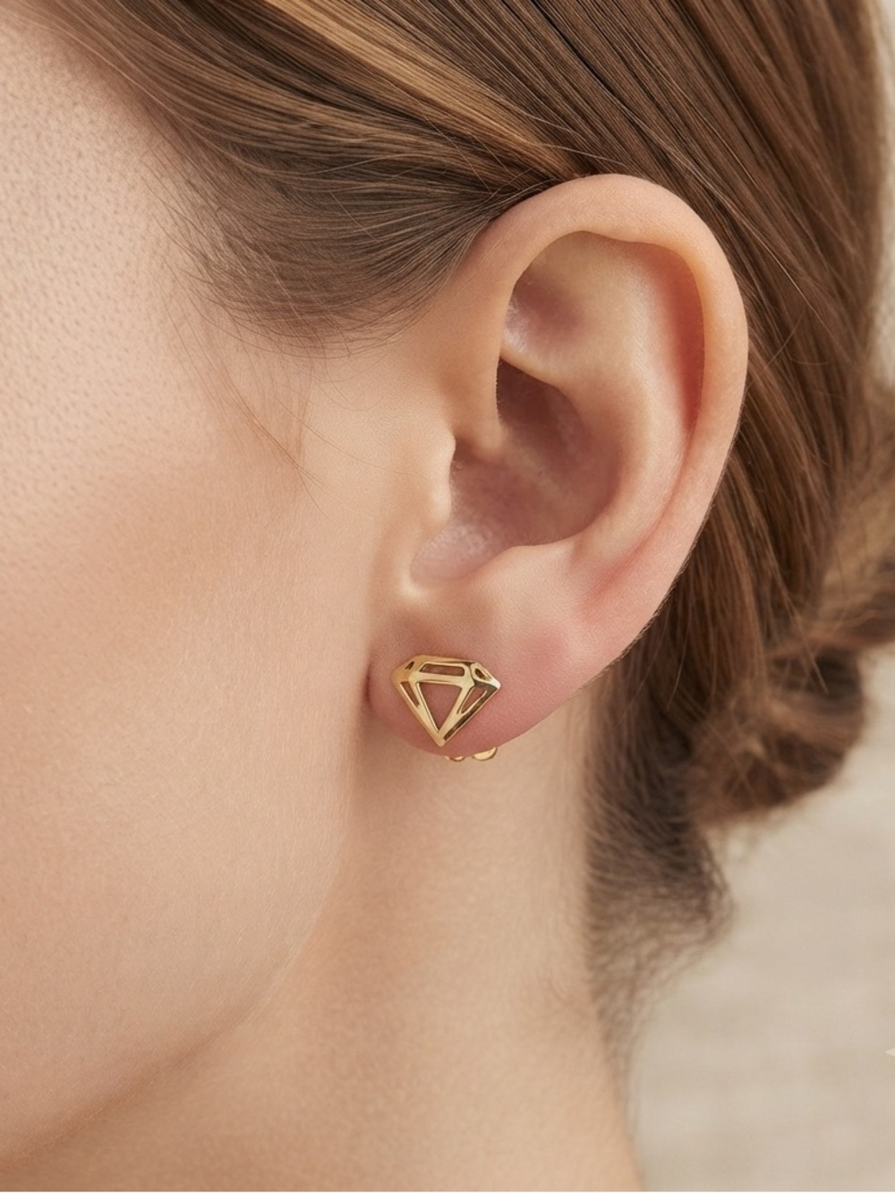 Elegant Gold Triangle Stud Earrings Sterling silver 925